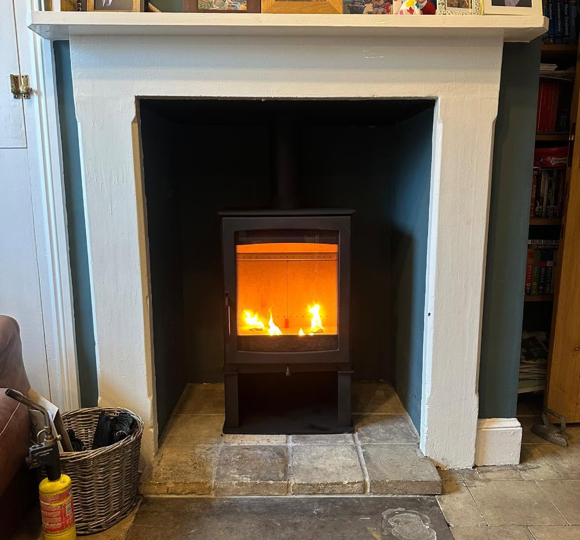 Finished fireplace and wood burner