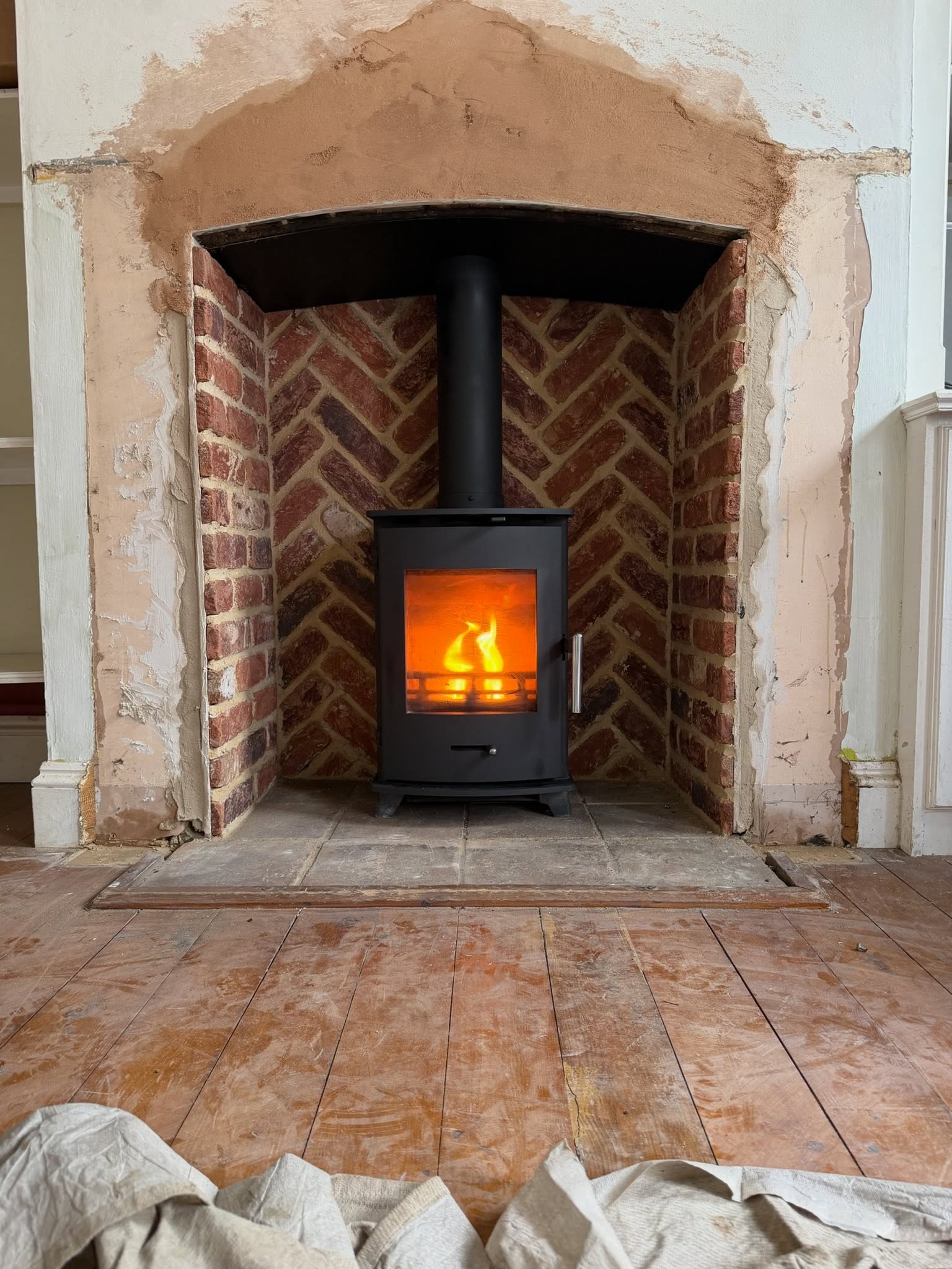 Completed wood burner installation