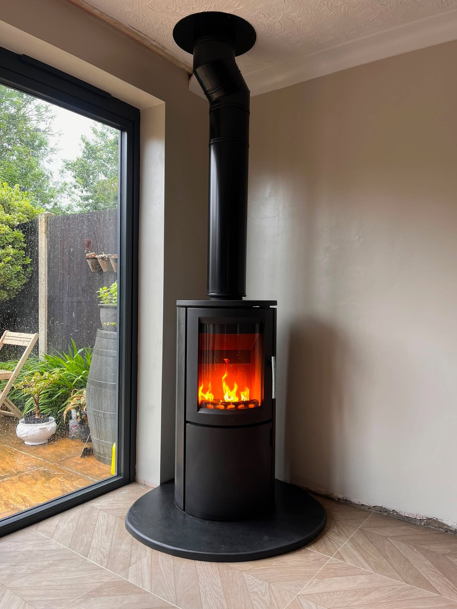 Wood burning stove installation